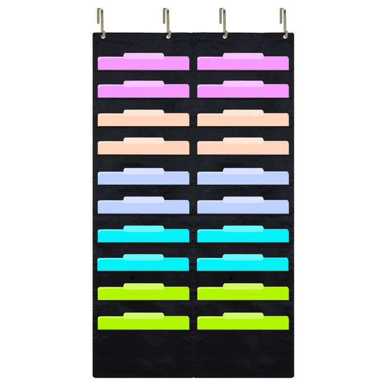 Eamay Hanging File Folder Organizer Wall Mounted - 20 Pockets Wall File Folders, Office Supplies File Document Organizer Holder Pocket Chart for Offices, Classroom or Home Use - Image 1